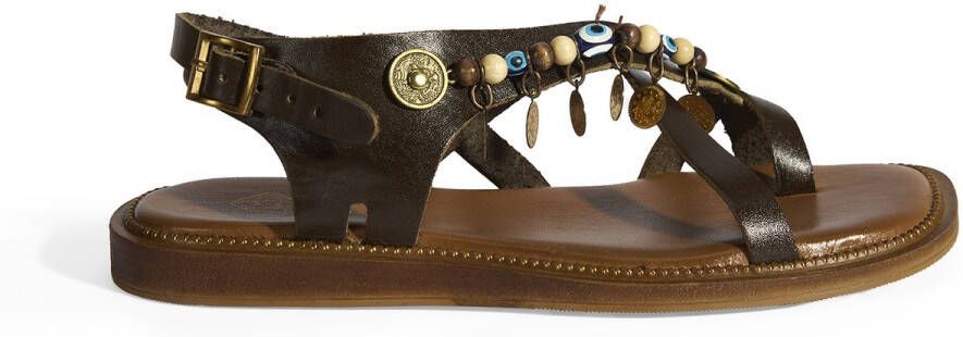 DESA Sandalen Leer Bruin Vrouwen Schoenpunt: Open