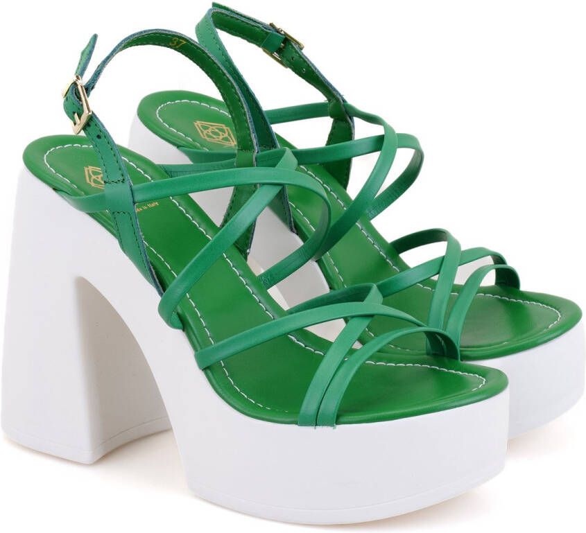 DESA Sandalen Leer Groen Vrouwen Schoenpunt: Nez rond