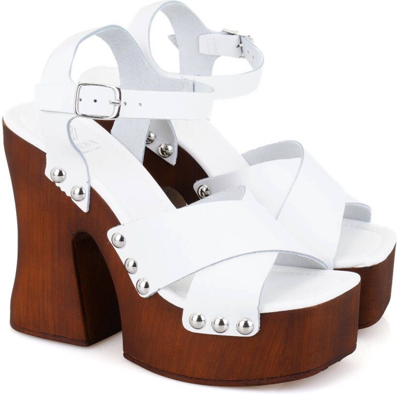 DESA Sandalen Leer Wit Vrouwen Schoenpunt: Nez carré