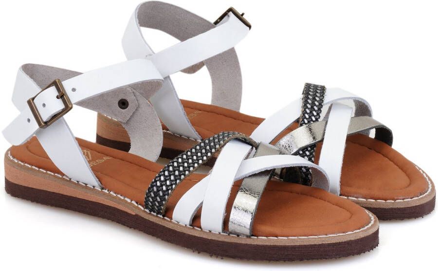 DESA Sandalen Leer Wit || Zilver Vrouwen Schoenpunt: Nez ouvert