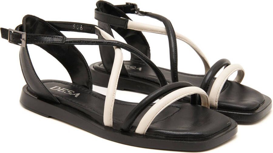 DESA Sandalen Leer Zwart || Wit Vrouwen Schoenpunt: Nez ouvert
