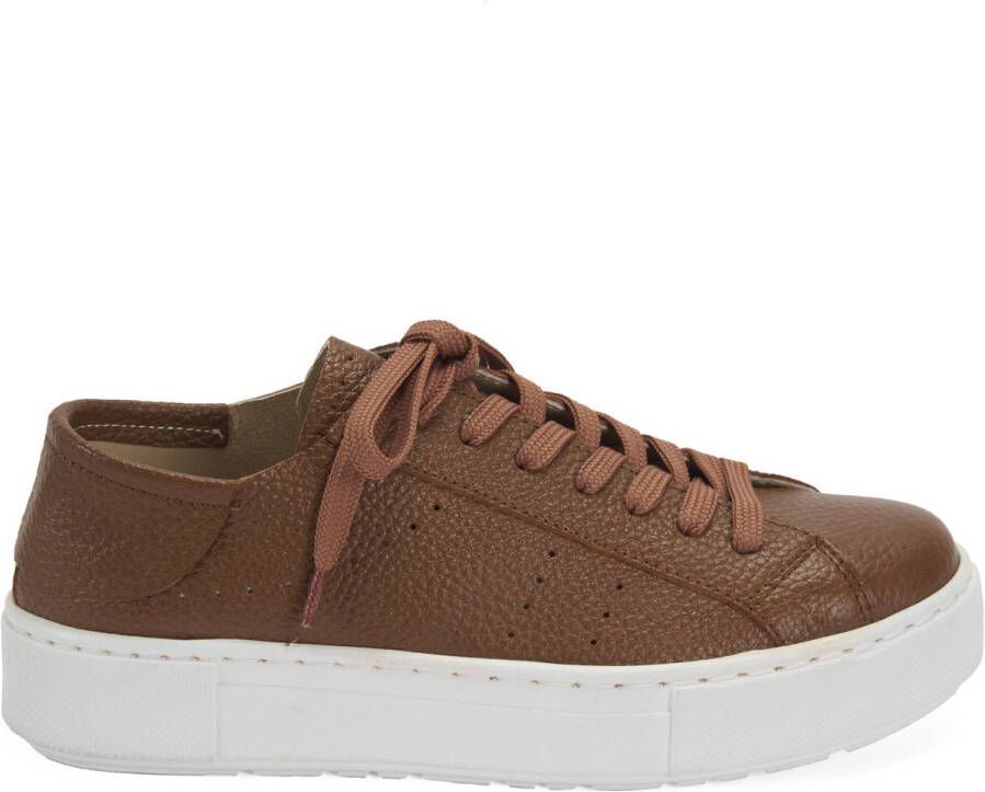 DESA Sneakers Leer Bruin Vrouwen Schoenpunt: Nez rond