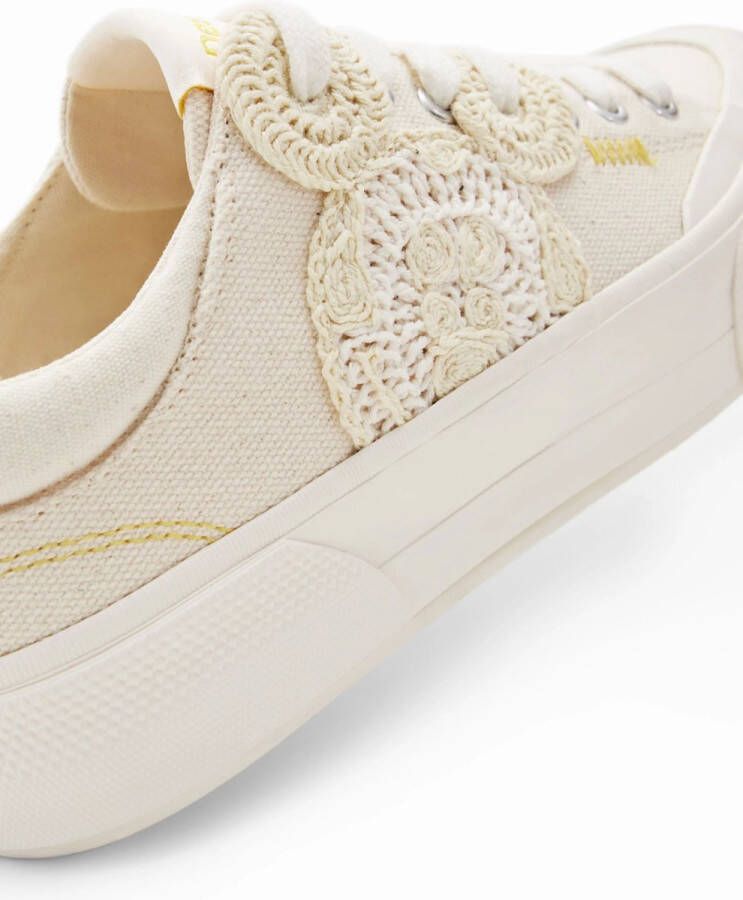 Desigual Witte stoffen sneakers voor vrouwen White Dames