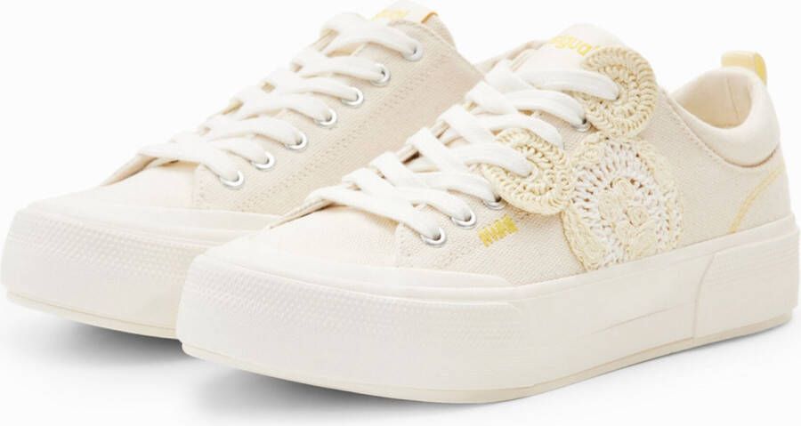 Desigual Witte stoffen sneakers voor vrouwen White Dames