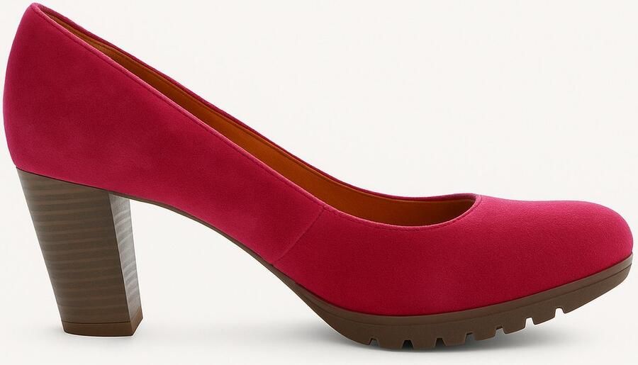 Desiree Stijlvolle fuchsia pump met stevige houten blokhak en gripzool