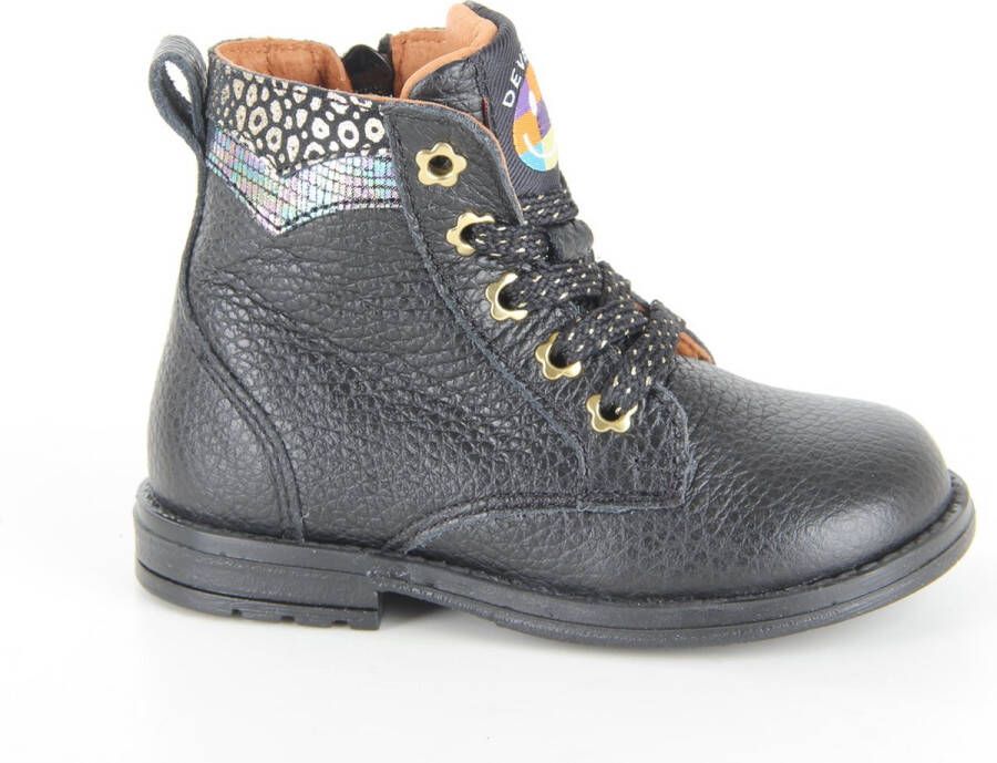 Develab 42810-929 meisjes veterboots zwart