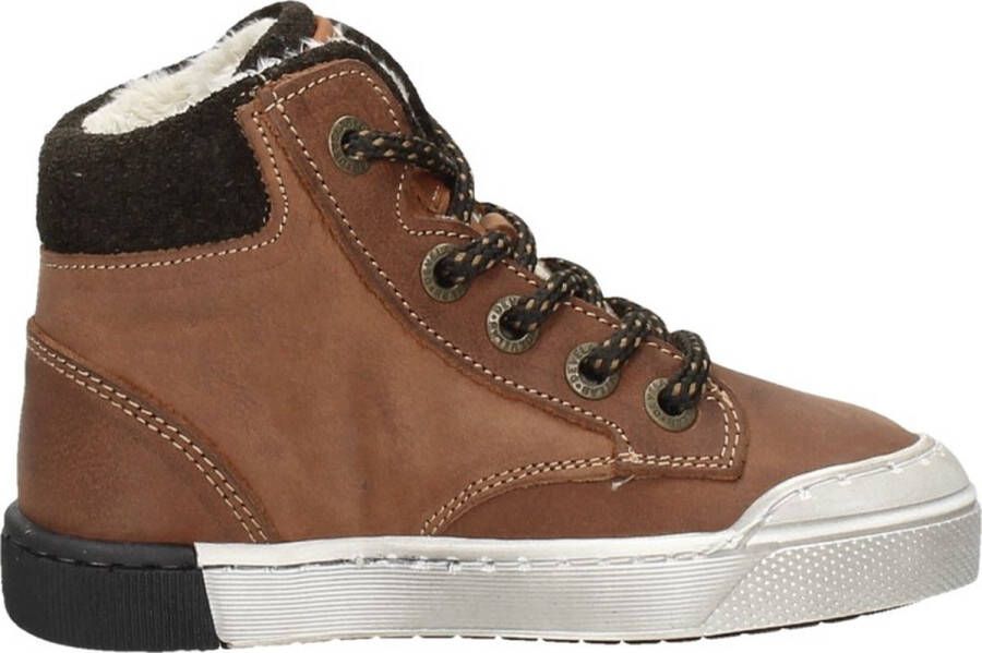 Develab 46163 Hoge sneakers Leren Sneaker Jongens Kids Cognac