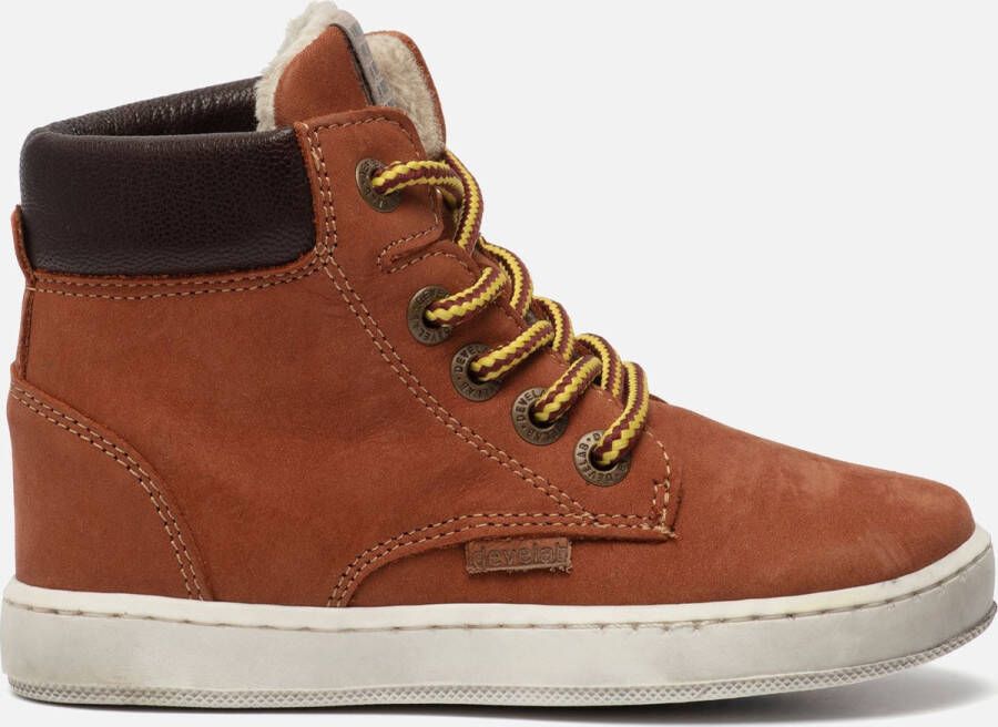 Develab 41855 nubuck veterboots cognac Bruin Jongens Leer Effen 20