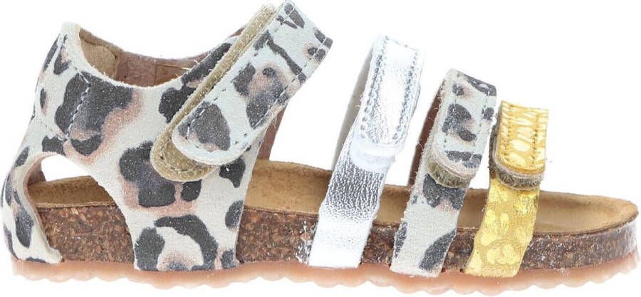 Develab leren sandalen met panterprint beige geel Meisjes Leer Panterprint 26