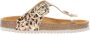 Develab 48202 leren teenslippers met panterprint beige goud - Thumbnail 3