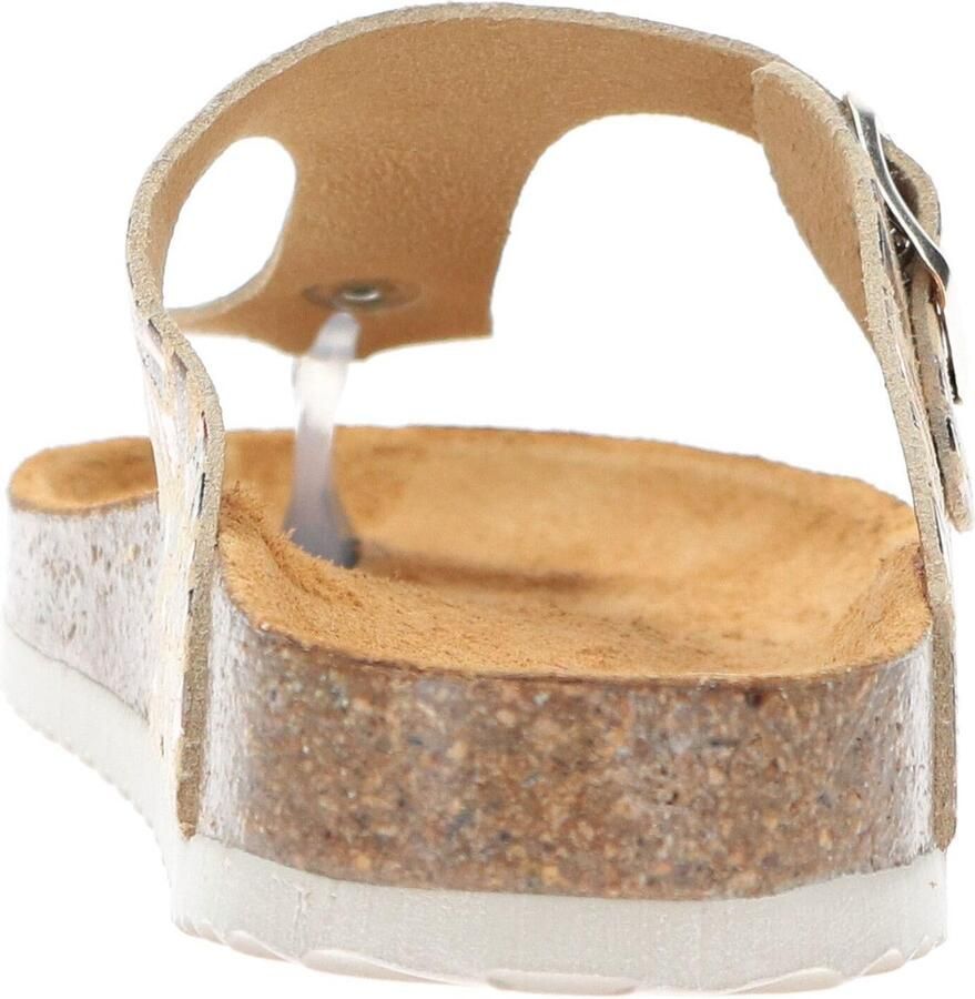 Develab 48202 leren teenslippers met panterprint beige goud - Foto 2