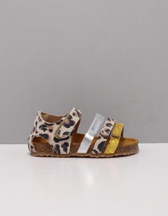 Develab leren sandalen met panterprint beige geel Meisjes Leer Panterprint 24 - Foto 6