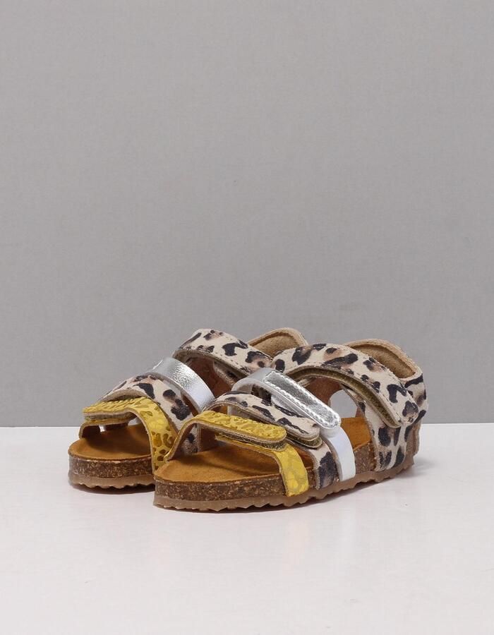 Develab leren sandalen met panterprint beige geel Meisjes Leer Panterprint 24 - Foto 8