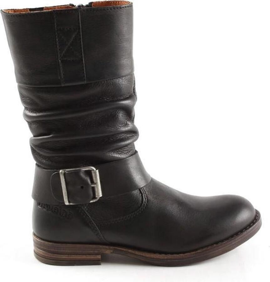 Develab Meisjes Enkellaarzen 42150-926 Black Waxed Zwart