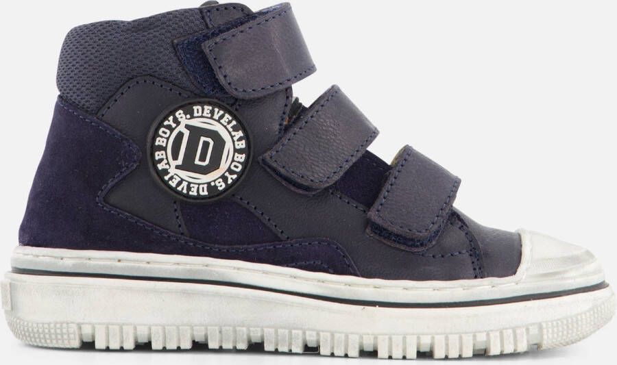Develab Mid Cut Velcro Sneakers blauw Leer