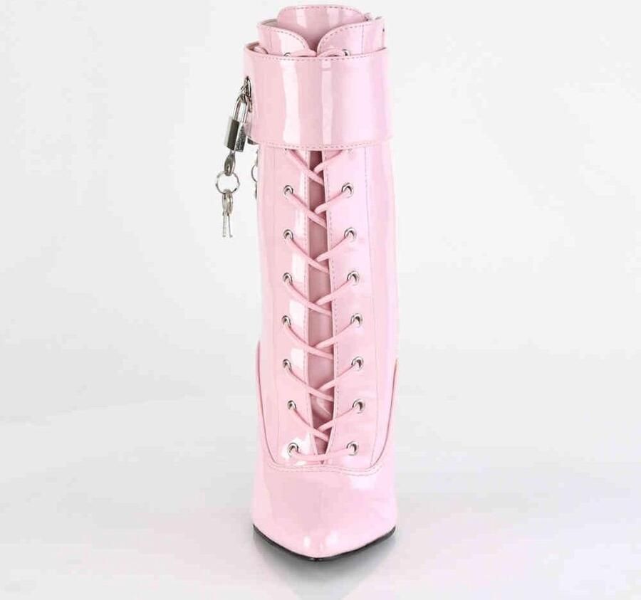 Devious Enkellaars 46 Shoes DOMINA 1023 Paaldans schoenen Roze - Foto 3