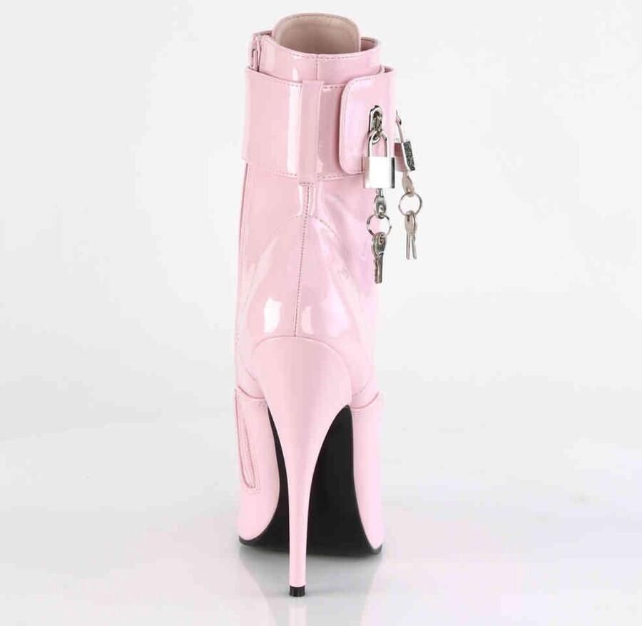 Devious Enkellaars 46 Shoes DOMINA 1023 Paaldans schoenen Roze