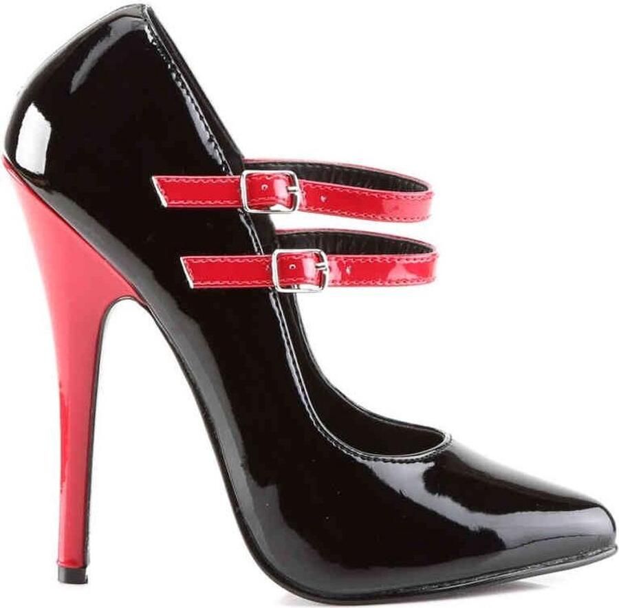 Devious Hoge hakken 42 Shoes DOMINA 442 Paaldans schoenen Zwart Rood - Foto 3