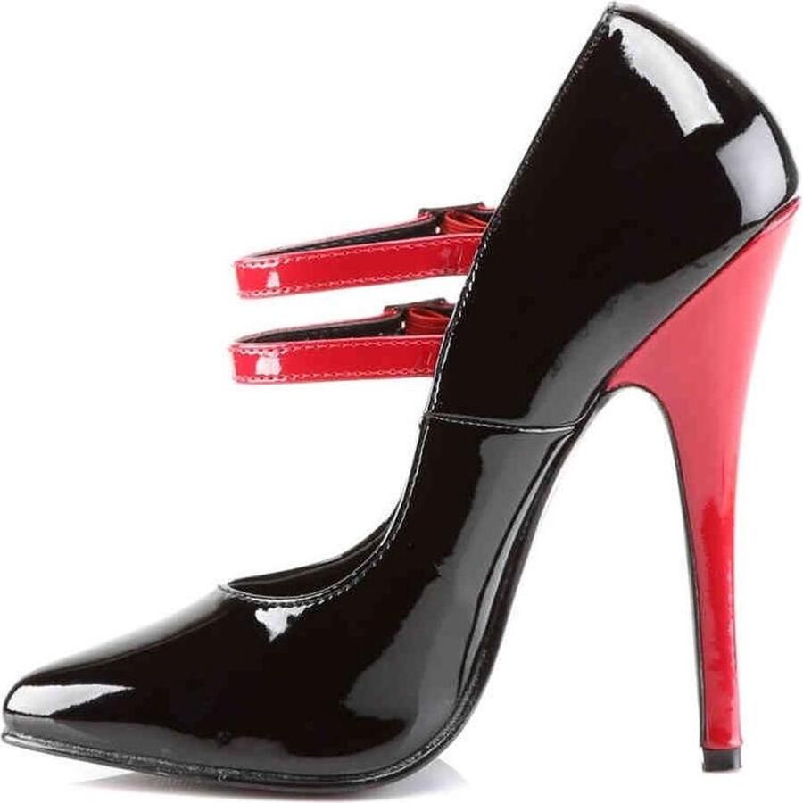 Devious DOMINA-442 Hoge hakken Paaldans schoenen 38 Shoes Zwart Rood