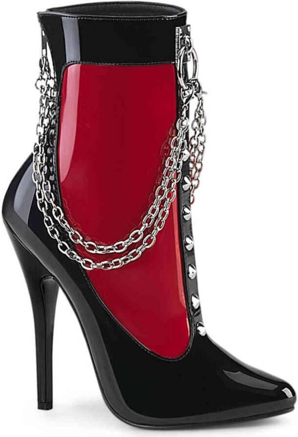 Devious DOMINA-1033 Enkellaars 45 Shoes Zwart Rood