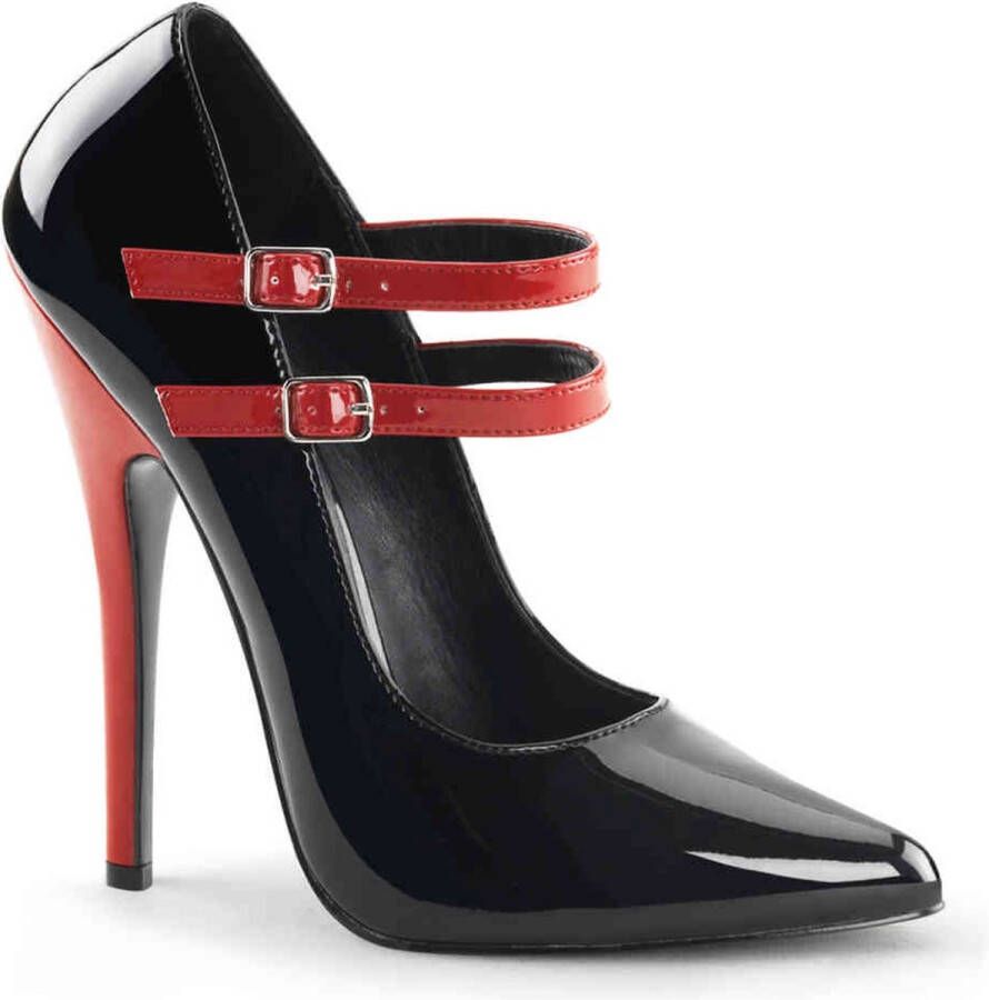 Devious DOMINA-442 Hoge hakken Paaldans schoenen 37 Shoes Zwart Rood