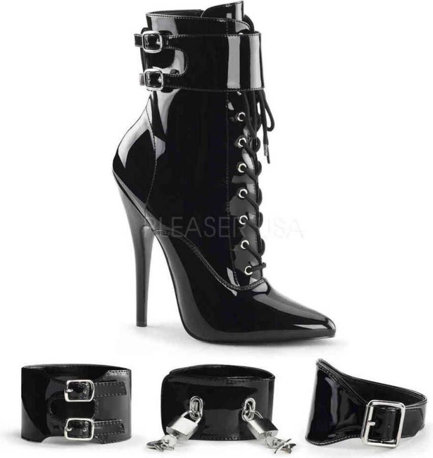 Devious Enkellaars 36 Shoes DOMINA 1023 Paaldans schoenen Zwart