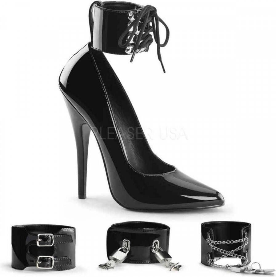 Devious Hoge hakken 45 Shoes DOMINA 434 Paaldans schoenen Zwart