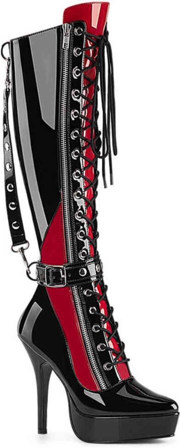 Devious INDULGE-2028 Plateau Laarzen 36 Shoes Zwart Rood