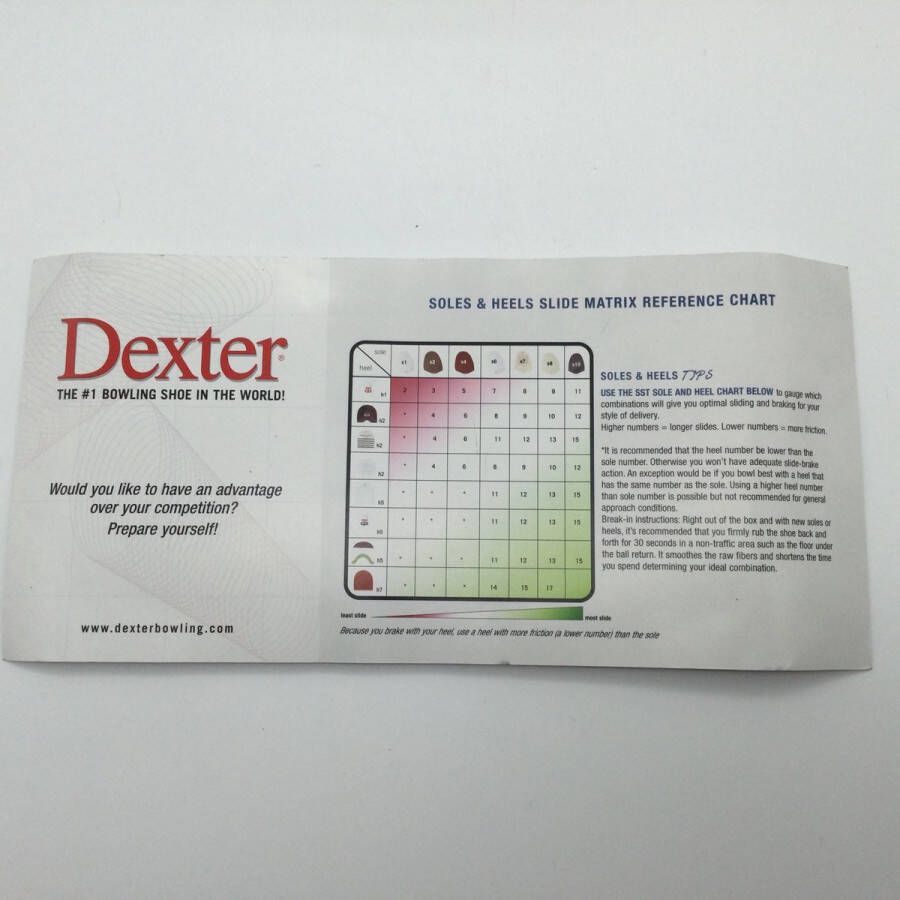 Dexter Bowling Bowlingschoen losse hak voor SST 4 en hoger 'Velcro Heel 5' Large 1=kortste glijfase 7=langste - Foto 2