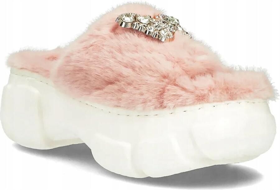 Di Filippo Dames Pantoffels met Plateau en Versiering Beige