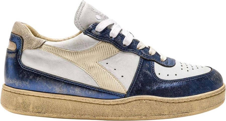 Diadora Schoenen Wit Leer Mi basket low metallic dirty sneakers wit