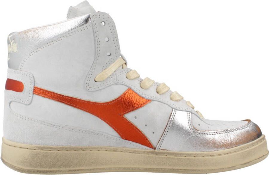 Diadora Heritage MI Basket metal pigskin used white orange Wit