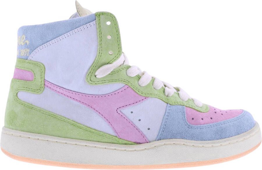 Diadora Heritage Dames Mi Basket Arcobaleno Italia Hoge lederen veter sneakers