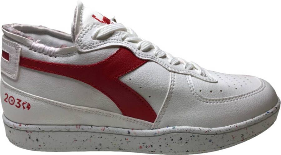 Diadora Heritage Mi Basket Row Cut 2030 Veter sneakers Vegan Wit rood