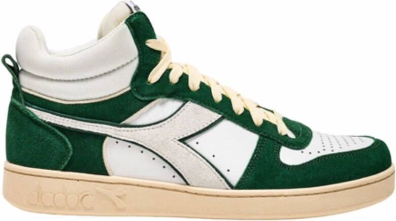 Diadora Men Magic Basket Demi Cut Suede Leather White Kombu Green