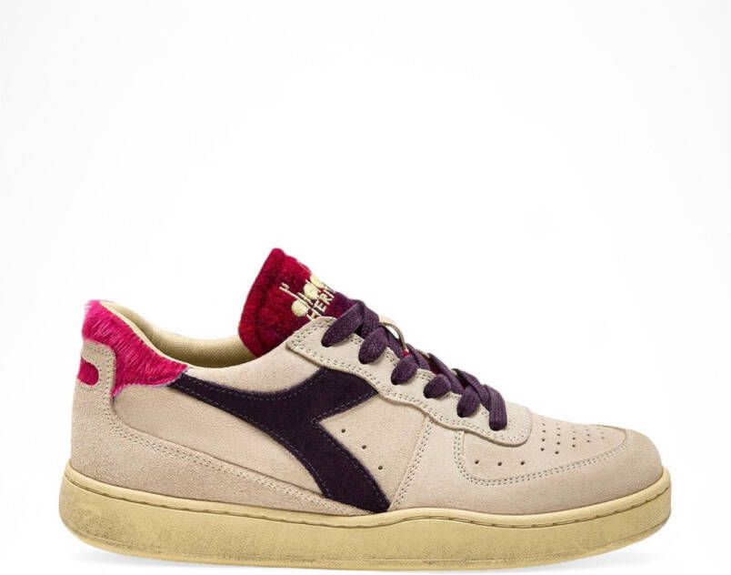 Diadora Mi Basket Low Arctic beige leren sportschoenen