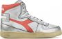 Diadora Sneakers Dames Hoge sneakers Damesschoenen Leer Mi bask metal mix Wit rood - Thumbnail 1