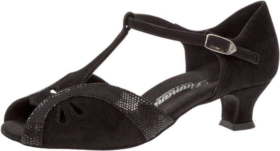 Diamant 019 011 208 Comfortabele Latin Dames Dansschoenen Lage spaanse hak Zwart Suede Handige druksluiting Schokdempend hiel Suede zool Latin Ballroom Tango Salsa Kizomba Bachata Zwart