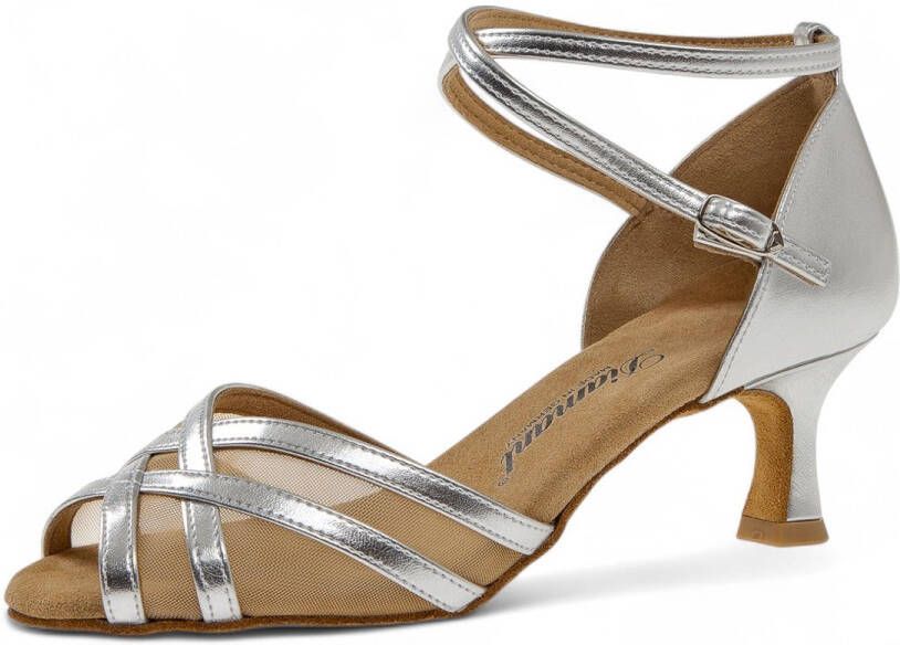 Diamant 035 089 013 Dames Latin dansschoenen voor Smalle Voeten Zilver Kunstleer Mesh hak Comfortabele fit Suede zolen Stabiele comfortabele pasvorm Smalle pasvorm Latin Salsa Kizomba Bachata Zilver