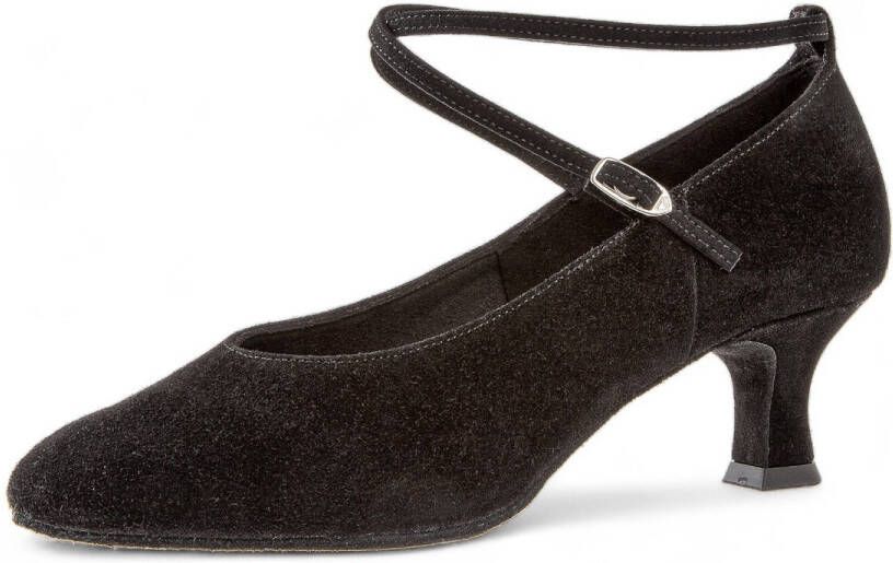 Diamant 075 068 001 Elegante gesloten dansschoenen van Suede Latino hak Gekruist bandje Druksluiting Langdurig comfort Geschikt voor actieve dansers Flexibele suede zool Ballroom Tango Bachata Zwart