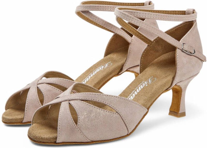 Diamant 141 077 525 Latin Dames Dansschoenen Comfortabele open teen model Stijlvolle salsaschoenen Perfecte Pasvorm Hoogwaardige materialen Suede flexibele zool Glamour Latin Salsa Naturel