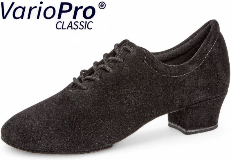 Diamant 189 234 001 Dames Trainings Dansschoenen Ademend vochtabsorberend microfiber Cubaanse Hak Gedeelde suede splitzool Vetersluiting Oefenschoen Wedstrijddansers Ballroom Latin Zwart