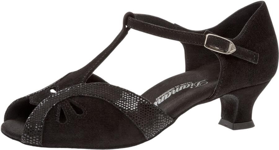 Diamant 019 011 208 Comfortabele Latin Dames Dansschoenen Lage spaanse hak Zwart Suede Handige druksluiting Schokdempend hiel Suede zool Latin Ballroom Tango Salsa Kizomba Bachata Zwart