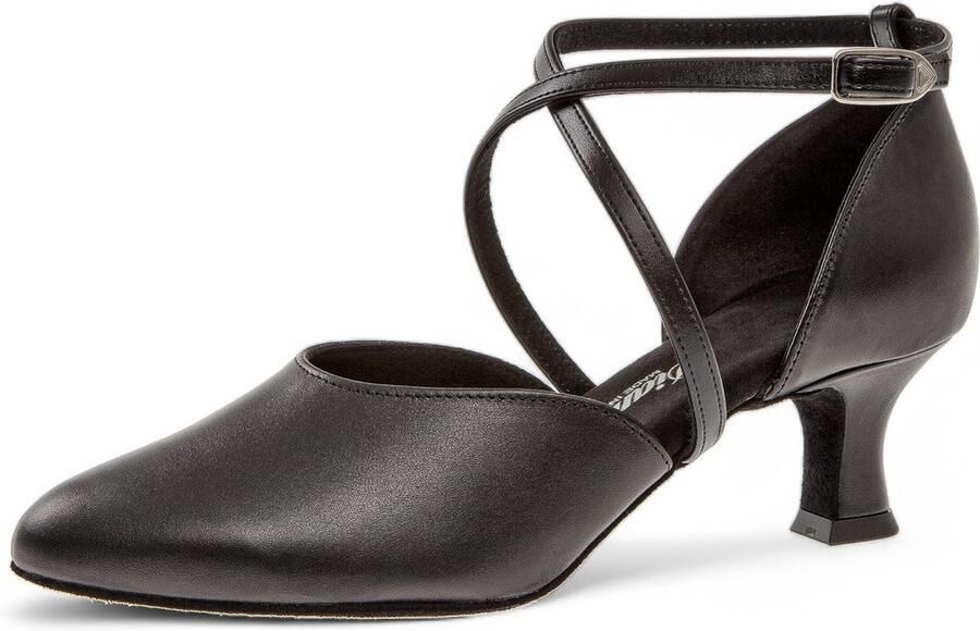Diamant 048 068 034 Dames Gesloten Dansschoenen Echt zacht Leer lage hak Schokdempend Suede buitenzool Enkelbandjes met druksluiting Beginnende dansers Stijldansen Ballroom Tango Zwart