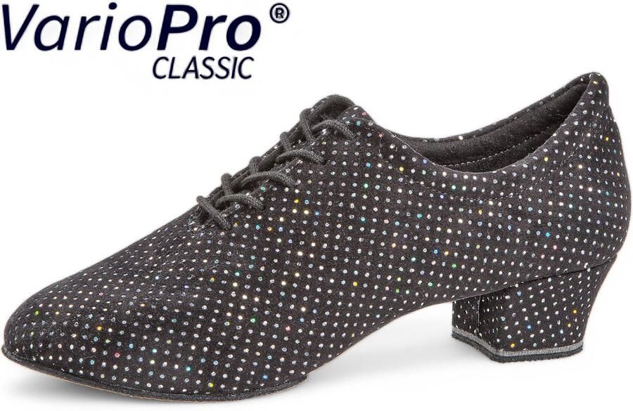 Diamant 189 234 155 Dames Oefen Dansschoenen Practice Flexibele suede zool Gesloten model Fluweel Draagcomfort tijdens trainingen Vetersluiting Latin hak Latin Salsa Ballroom Zwart