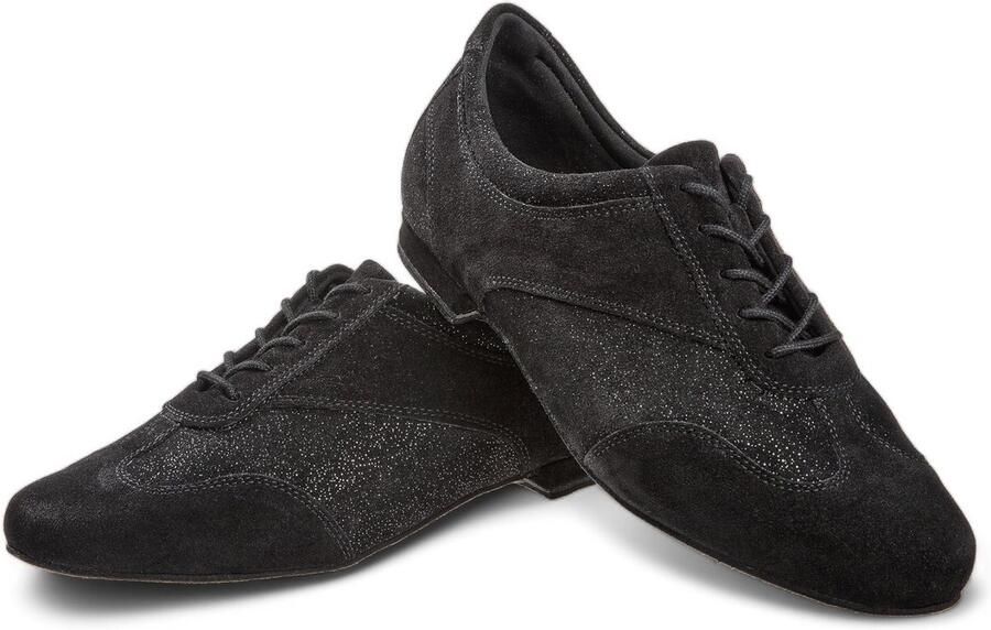 Diamant Dames oefen dansschoenen 183 005 547 Trainersschoen Stabiele hak Glitter Vetersluiting Flexibele suede zool Lichtgewicht Comfortabel Tango Latin Ballroom Zwart Zilver Glitter