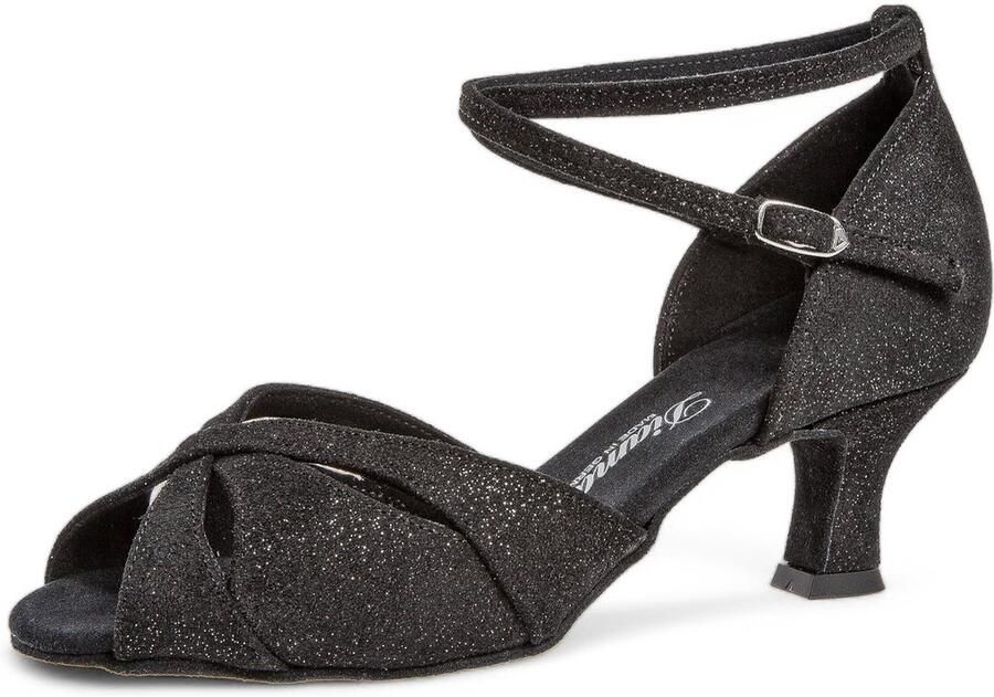 Diamant Dames open latin dansschoenen Brede Pasvorm 141 067 550 Stabile Flared Hak Glinsterend Suede Flexibele suede zool Druksluiting Latin Ballroom Salsa Tango Kizomba Bachata Zwart