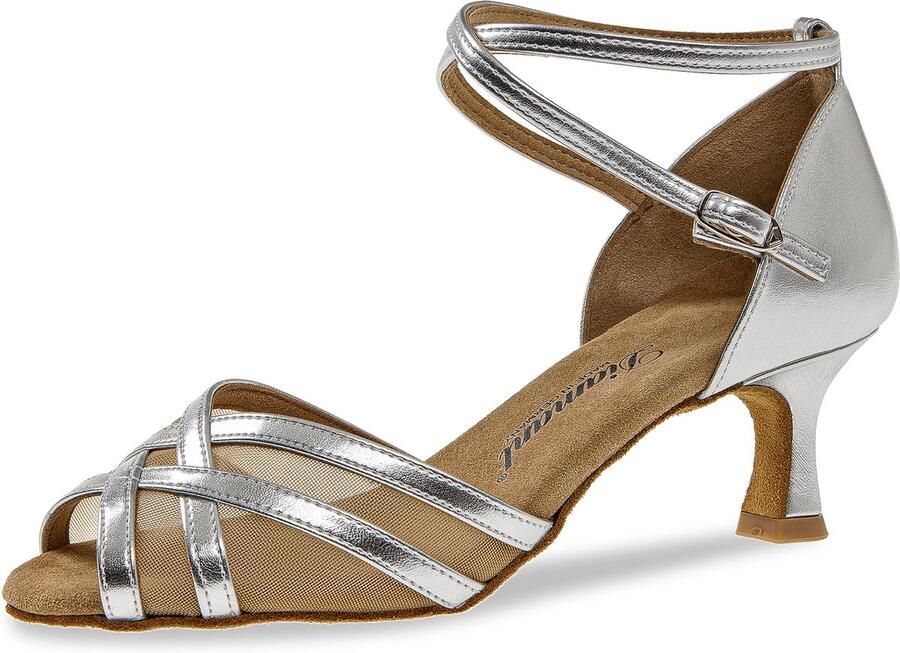 Diamant Dames Salsaschoenen 035-077-013 Dansschoenen Latin Salsa — Zilver