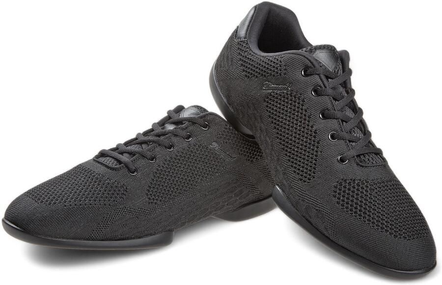 Dia t Dans Sneaker TUNE Flexibel dansen binnen en buiten Lichtgewicht Gesplitste zool Twee spinpoints Unisex Zachte voetbed Ade d Mesh Salsa Bachata Zouk Zwart