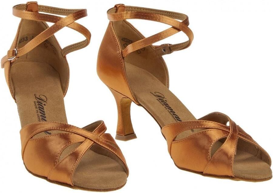 Diamant Dansschoen Dames Salsa 141-087-379 – Salsaschoenen Brons Satijn – 6 5 cm Hak – - Foto 5